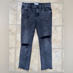 Free People Distressed Black/Grey Ankle Jeans SIZE 28